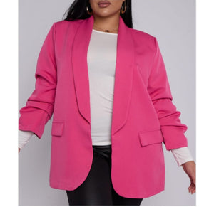 Rouched sleeve blazer